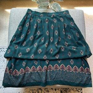 Vintage 90s Boho Forest Green Fairy Maxi Skirt, Size: M